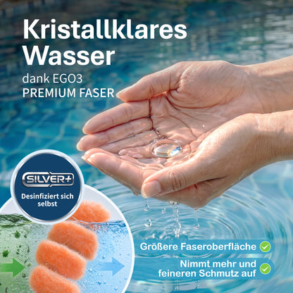 Pool Premium Faser Filterbälle (Ersatz für Pool Kartuschen) im Netz (2x) - selbst desinfizierend