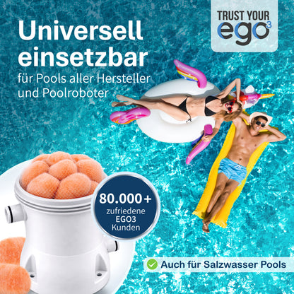 Pool Premium Faser Filterbälle (Ersatz für Pool Kartuschen) im Netz (2x) - selbst desinfizierend