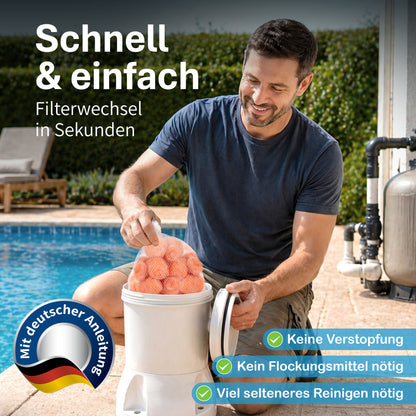 Pool Premium Faser Filterbälle (Ersatz für Pool Kartuschen) im Netz (2x) - selbst desinfizierend