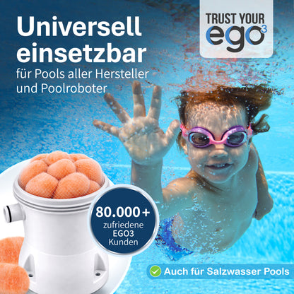 Pool Premium Faser Filterbälle (Ersatz für Pool Kartuschen) im Netz (2x) - selbst desinfizierend