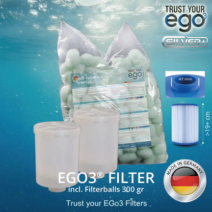 Sæt 1 - 1 1/2" (ca. 46mm) FIN gevind filter til Hotspring Spas og andre - inklusive 10 filterballs fyldninger