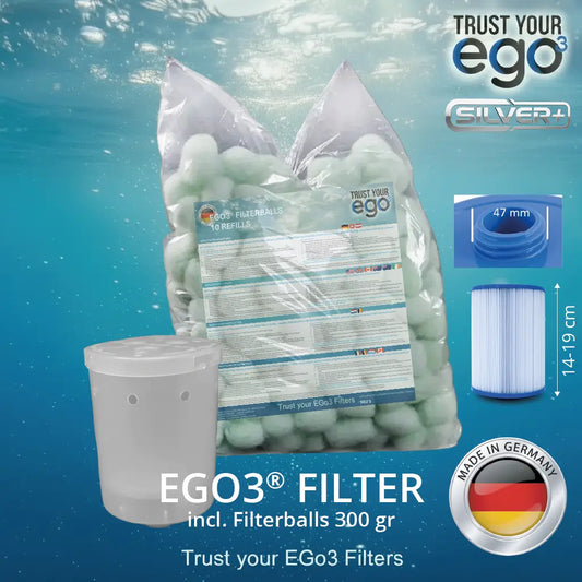 Set 2LW - 1 1/2" (ca. 46mm) GROB Gewinde NIEDRIGER Filter für Balearis, Superior Wellness, Platinum Spas inklusive 10 filterballs Füllungen