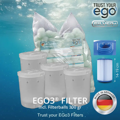 Sada 2LW - 1 1/2" (cca 46 mm) hrubý závit nízký filtr pro Balearis, Superior Wellness, Platinum Spas včetně 10 plnivých kuliček filtru